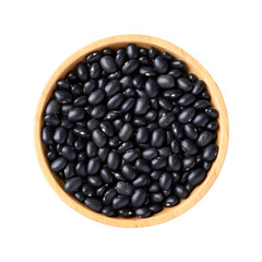 Black bean in wooden bowl, Top view