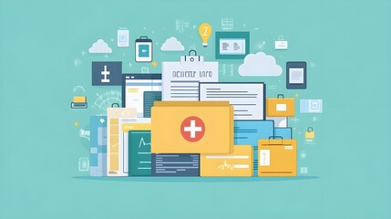 Healthcare Data Security & Management Concept Illustration