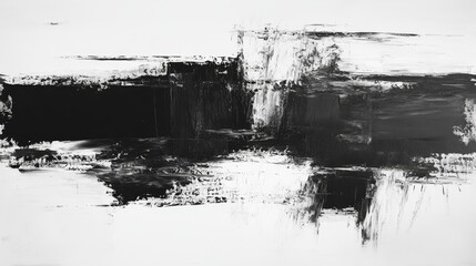 Fototapeta premium Abstract black and white artwork with textured strokes and bold contrasts, perfect for modern decor and creative spaces.