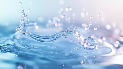 Water Droplet Splash with Bubbles and Ripples