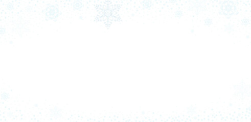Isolated snowflake frame background, falling snowflakes christmas wallpaper. Subtle lightblue and white vector illustration. 