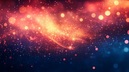 Abstract Background with Red, Orange, and Blue Bokeh Lights and Sparkle Effect