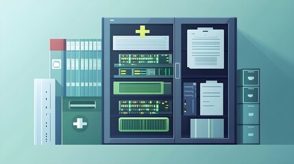 Medical Data Server Room Illustration