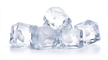 Clear, perfect ice cubes against a plain white background. You can easily cut them out using the provided paths.