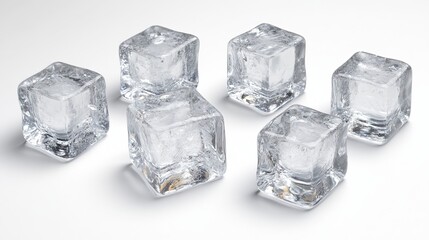 Obraz premium Clear, perfect ice cubes against a plain white background. You can easily cut them out using the provided paths.