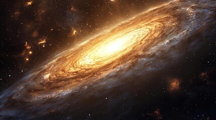 Fototapeta premium A spiral galaxy in the vastness of space, swirling with light and stars.