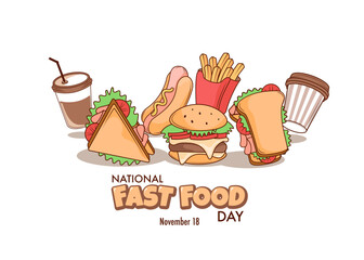national fast food day vector design illustration. fast food day. 