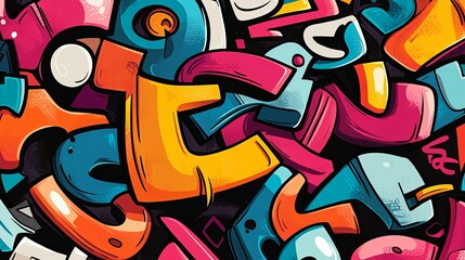 Obraz premium Abstract Graffiti Art with Bold Colors and Geometric Shapes