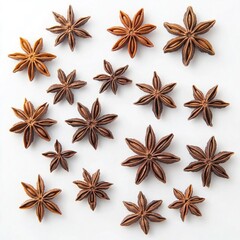 Star anise spice on white background.