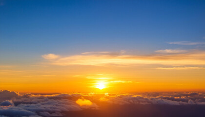 Fototapeta premium Sun Setting Over Clouds in Sky and Copy Space