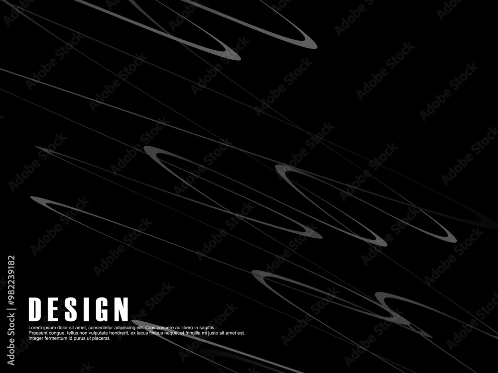 Fototapete black background with gray gradient ribbon pattern. black background with modern graffiti pattern.