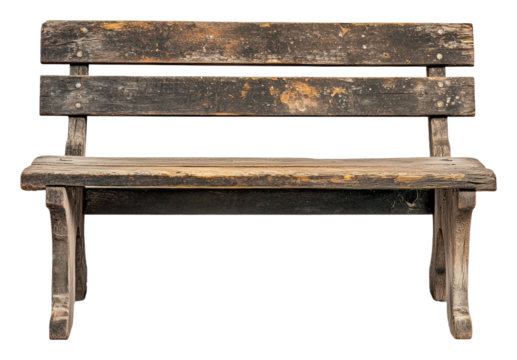PNG Old wooden bench in a quiet park setting