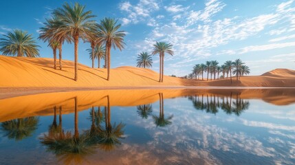 Palm Trees Reflected in a Desert Oasis