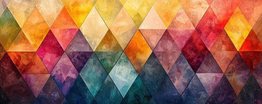 A striking background showcasing an abstract pattern of overlapping triangles in a spectrum of colors, with each triangle contributing to a harmonious and complex design that captivates the viewerâ€™s