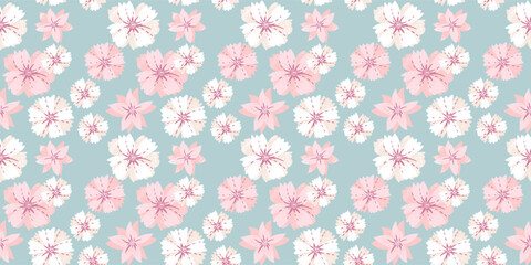 Pastel mint green seamless pattern with abstract exotic floral. Vector Hand drawn stylized daisy flowers print. Contemporary ornament for designs, fabric, textiles