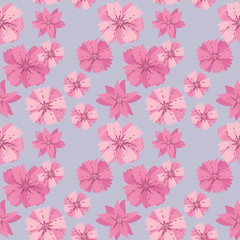 Large exotic pink floral seamless pattern. Vector Hand drawn Abstract stylized daisy flowers print. Contemporary ornament for designs, fabric, textiles