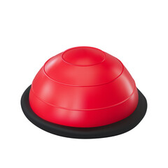 3D render of a red half-sphere for Pilates and yoga and balance training. Vector illustration isolated on a white background