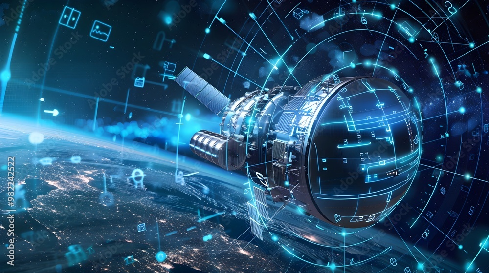 Poster digital twin of spacecraft monitoring system with mission progress and environmental data