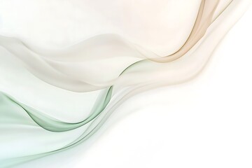 A smooth blend of pastel greens and warm beige flowing into a white backdrop forming a gentle and abstract visual effect