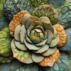 Fototapeta premium Intricate Green Succulent with Unique Texture Details