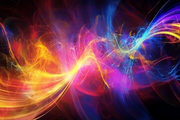 Obraz premium A colorful abstract background capturing the essence of music through intertwining waves and harmonic rhythms evoking the sensation of sound