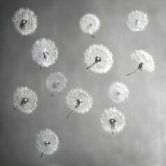 Obraz premium Floating Dandelion Seeds in Soft Light