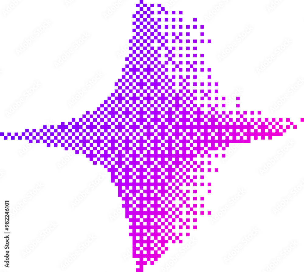 Poster Pixel pattern shape. Textured star with bitmap Y2k dither gradient. Retro with old computer game graphic effect. Halftone illustration