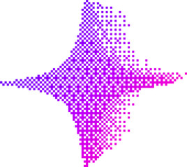 Pixel pattern shape. Textured star with bitmap Y2k dither gradient. Retro with old computer game...