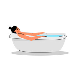 Woman taking a bath in bathtub illustration character