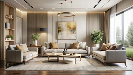 Fototapeta premium minimalist living room with a sophisticated, beautiful design.