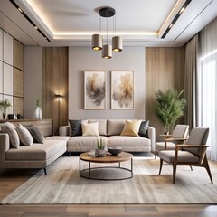 minimalist living room with a sophisticated, beautiful design.