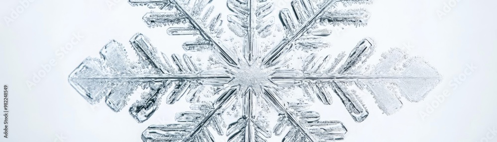 Poster An intricate snowflake design with detailed patterns and a serene blue background, perfect for winter-themed projects.
