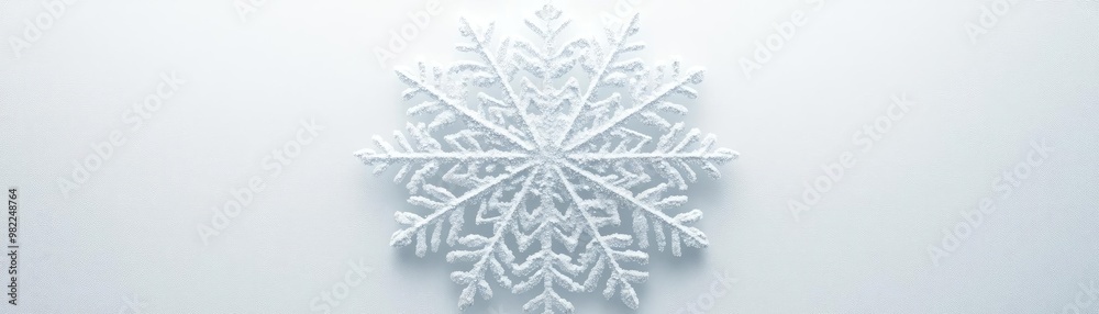 Poster A delicate snowflake design, showcasing intricate patterns against a soft, white background, perfect for winter themes.