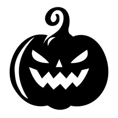 Halloween silhouette scary pumpkin isolated on white background. Vector illustration