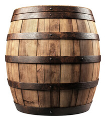 Obraz premium PNG Wooden barrel with metal bands in a rustic style