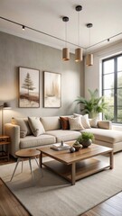 minimalist living room with a sophisticated, beautiful design.