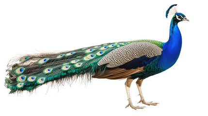 Fototapeta premium Peacock on a white transparent background