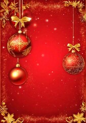 Red Christmas card,christmas background with balls