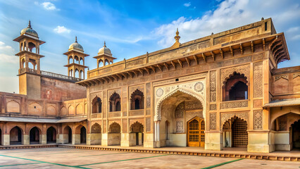 Lahore fort architecture with intricate carvings and ornate details, fort, Lahore, Pakistan, arches, history, heritage, Mughal