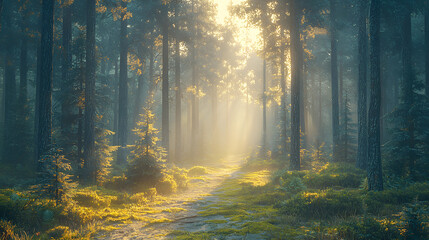 Obraz premium Enchanted Forest Sunrise