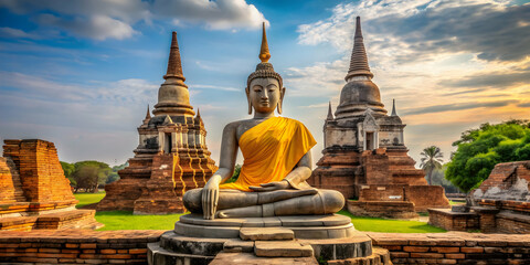Fototapeta premium Buddha statue at temple Si Sanphet, Buddha, statue, temple, Si Sanphet, religious, spirituality, landmark