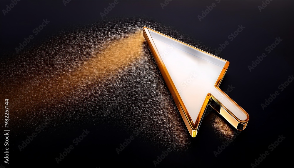 Poster a dynamic cursor icon created with a particle effect against a dark background, symbolizing digital 