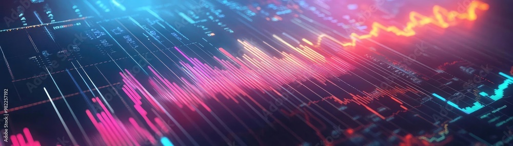 Aufkleber Dynamic abstract visualization with colorful graphs representing data trends and analytics in a futuristic style.