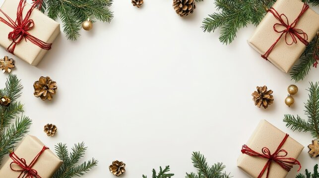 A modern Christmas greeting card frame with sleek geometric patterns and bold red accents, set against a clean white background, offering a contemporary and stylish design for holiday greetings.