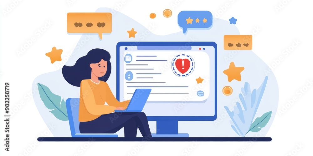 Leinwandbilder an online user evaluates a service by providing feedback, representing the impact of customer satisf