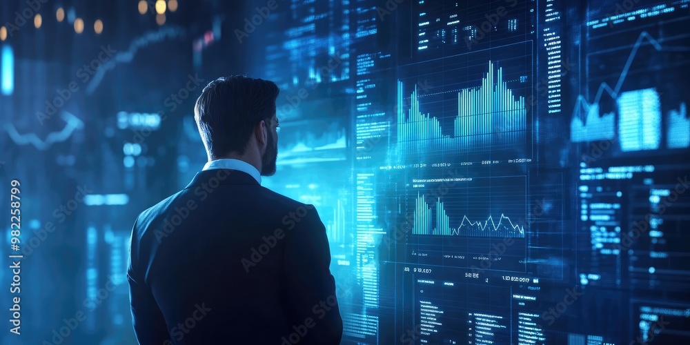 Leinwandbilder big data analytics and business intelligence are depicted through digital charts and graphs, as a bu