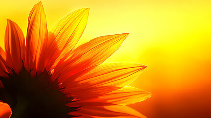 Obraz premium Close-up of a Sunflower Petals with Vibrant Yellow and Orange Hues, Captured in a Golden Light, Creating a Warm and Summery Aesthetic