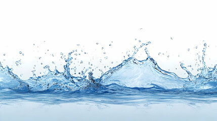 Water Splashing and Creating Waves with a White Background