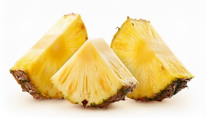 pineaple fruit, many angles view side top front group slice cut on white issolated background