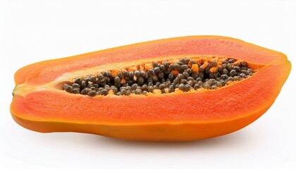 papaya fruit many angles view side top front group slice cut on white background